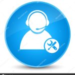 Tech support icon isolated on elegant cyan blue round button abstract illustration